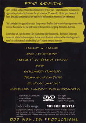 Scripted Insanity Volume 1 by Larry Davidson - DVD alternate view - Wizard Magic Shop