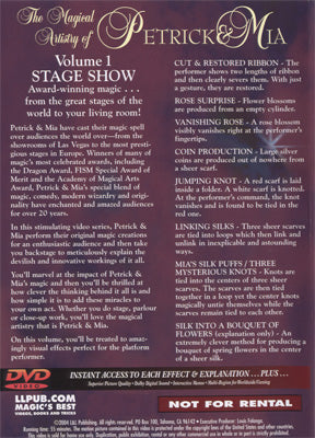 Magical Artistry of Petrick and Mia Vol. 1 by L&L Publishing - DVD alternate view - Wizard Magic Shop