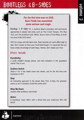 Bootlegs and B-Sides - Volume 3 by Sean Fields - DVD alternate view - Wizard Magic Shop