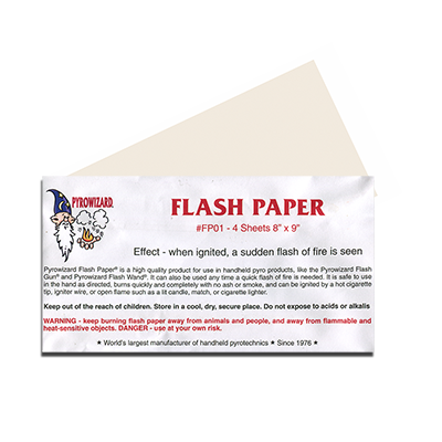 Feuilles de papier Flash Pyrowizard™ pour effets de théâtre - 4 feuilles 8"x9"