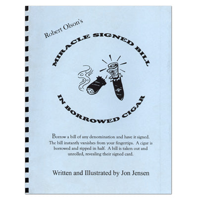 Miracle Signed Bill In A Borrowed Cigar by Robert Olson - Book - Wizard Magic Shop