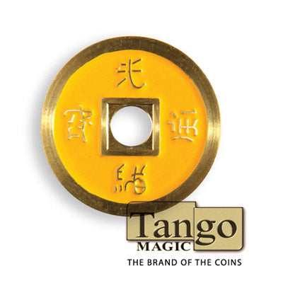 Chinese Coin (CH0020) Red & Yellow by Tango Magic - Tricks alternate view - Wizard Magic Shop